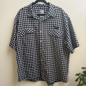 Mojo Fishing Shirt Mens 2XL  Gray Brown Flap Pockets Short Sleeve Button Up